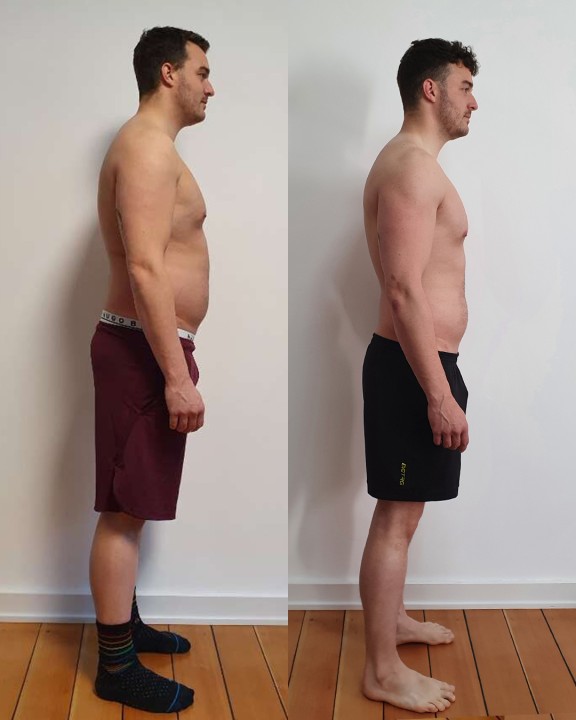 Kundenerfolg Tobias Fettreduktion & Muskelaufbau Seitenansicht rechts- YSFitness